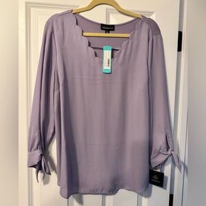 Fortune + Ivy Lavender Scallop Neck Blouse